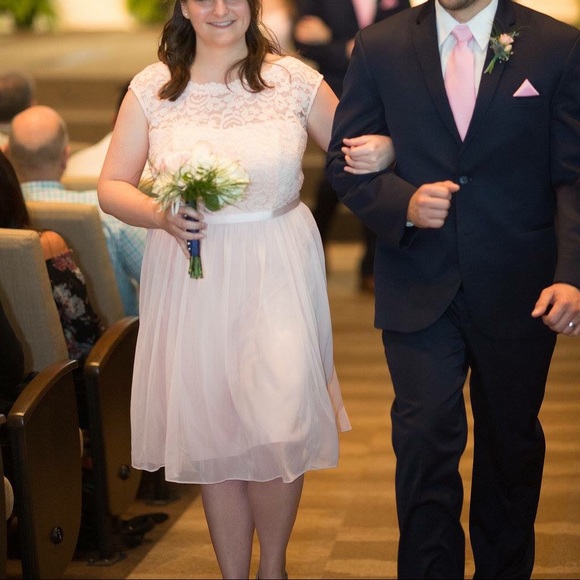 David’s Bridal Cap Sleeve Lace Bridesmaid Dress - Picture 5 of 8
